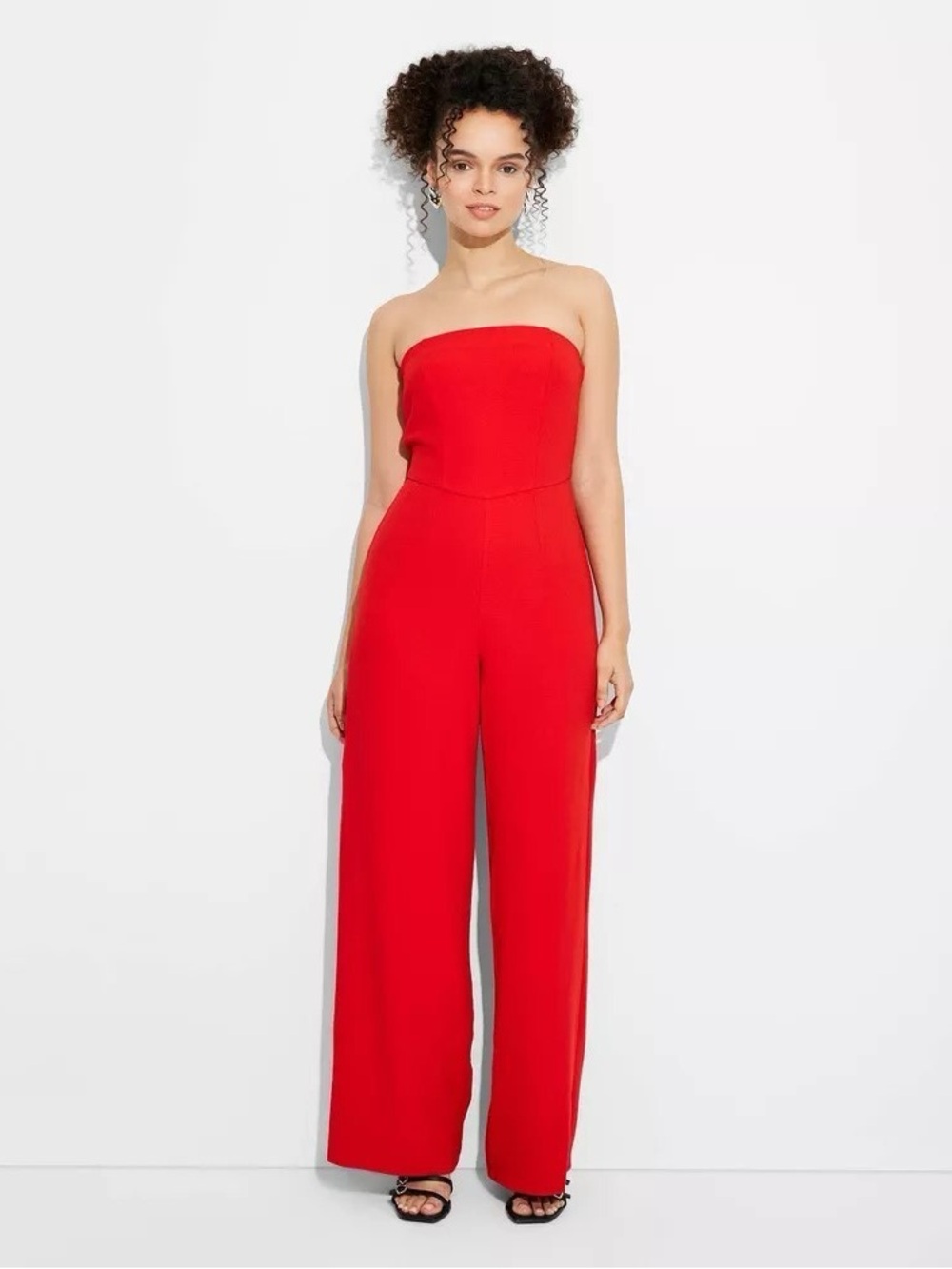 Wild Fable NWT Strapless Wide-Leg Red Jumpsuit Romper Size L Large